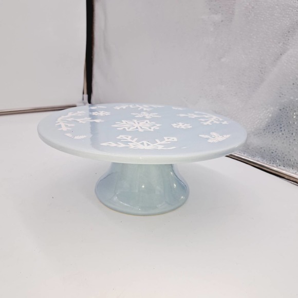 Holiday Style Tiffany Blue color cake stand/plate Snowflakes - Picture 1 of 7